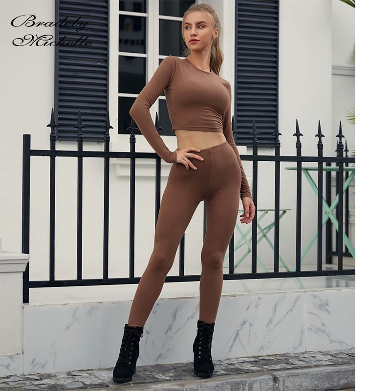 BRADELY MICHELLE 2018 Women Sexy Slim Skinny Solid High Elastic Waist Cotton Ankle-Length Leggings - Michelie