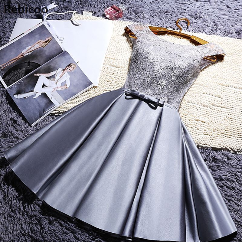 Sweet Women Dinner Evening Party Dress O-Neck Sleeveless Ribbon Bow Lace Satin Fabric Dresses For Bridesmaid Wedding - Michelie