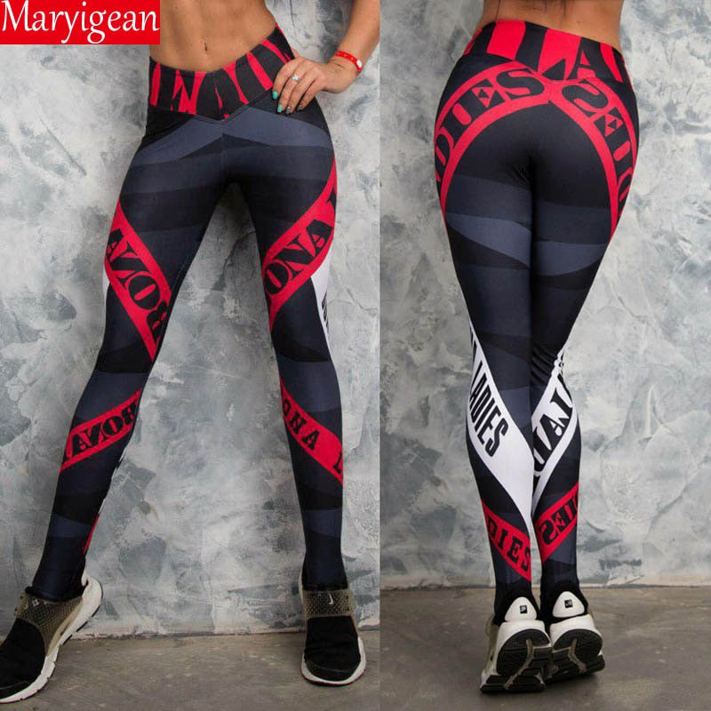 Maryigean Women Fashion Print Leggings Gothic Pants High Waist Legging No Transparent Fitness leggings Breathable Workout Leggin - Michelie