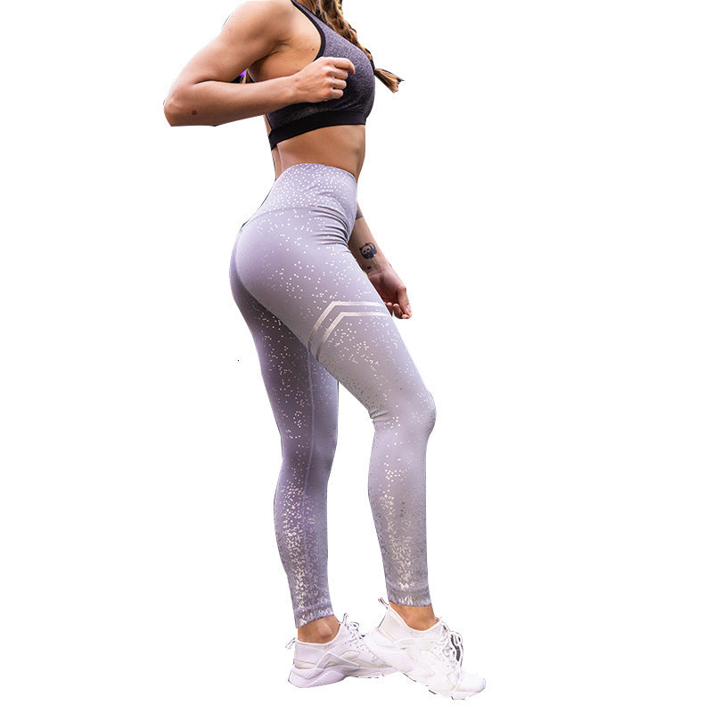 2019 High Temperature Gilding Printing Fitness Leggings Push Up Hip Pants Seamless Soprtwear Trousers - Michelie