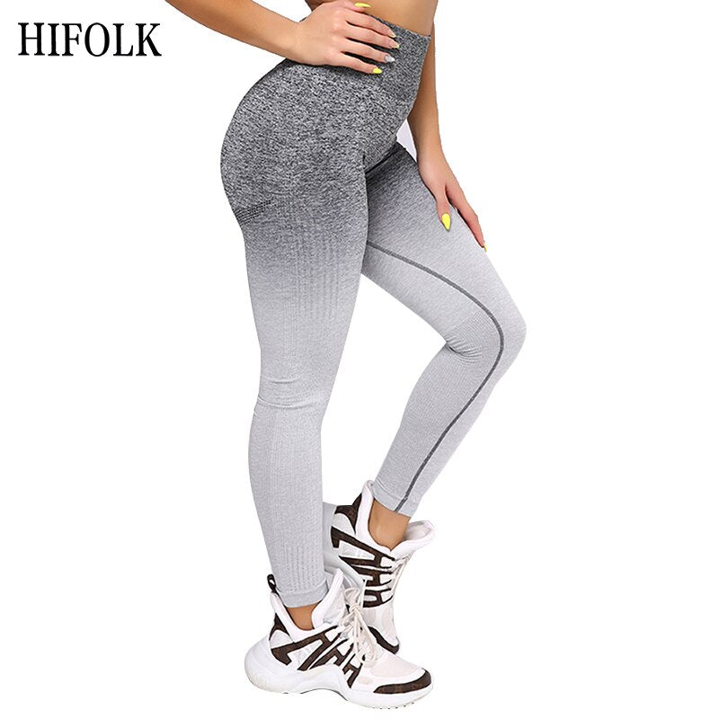 HIFOLK Fashion Women Fitness Seamless Leggings High Waist Push Up Pants Workout Jogging New Women Sporting Activewear Leggings - Michelie