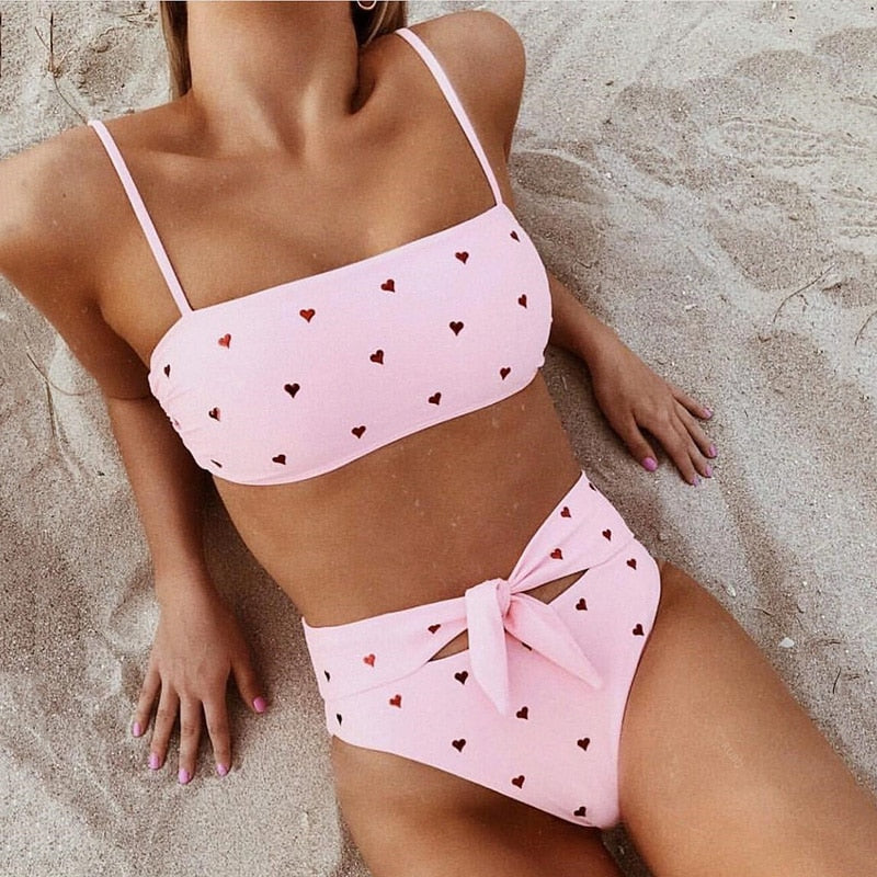 Sexy Bandeau Bikini 2019 Bandeau Swimwear Women Swimsuit High Waist Bikinis Set Swimming for Women Bathing Suit maillot de bain - Michelie