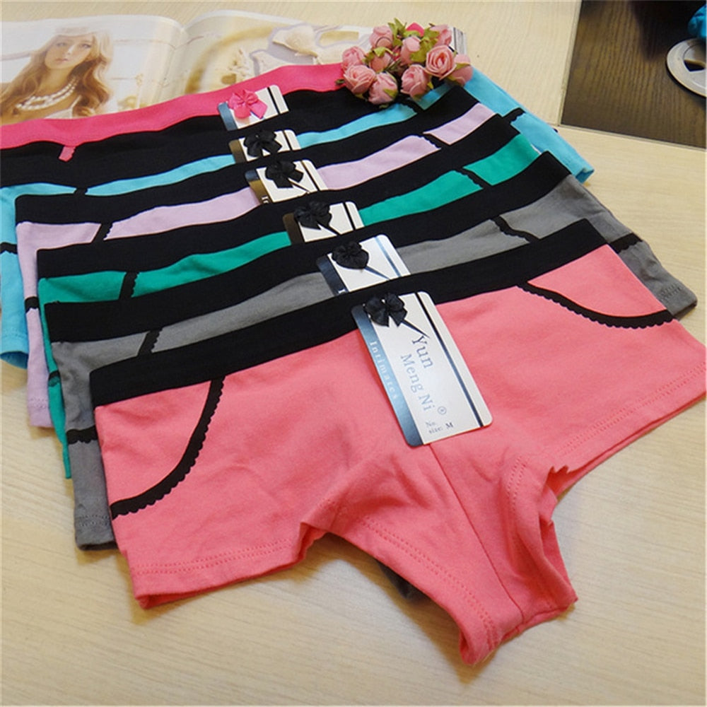 3 Pcs/lot Sexy Women's Panties Boxer Cotton Underpants Female Underwear Plus Size Ladies Shorts Kawaii Print Girls Boyshort - Michelie