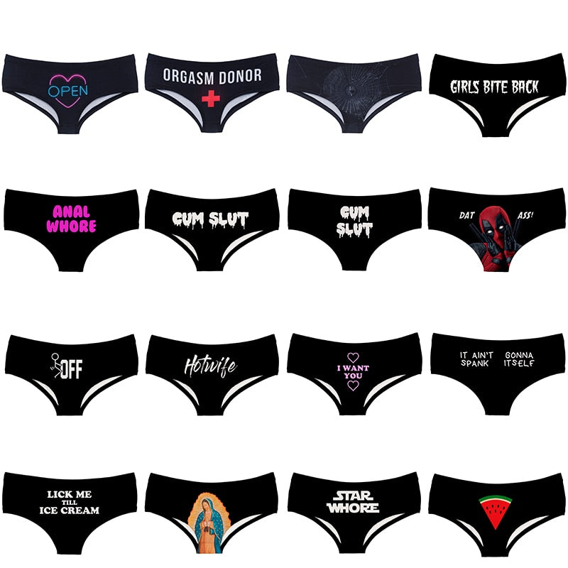 Hot I WANT YOU Women Briefs Funny Sexy World Black Female Lingerie Print Underwear For Women Cute Panties for Lady - Michelie