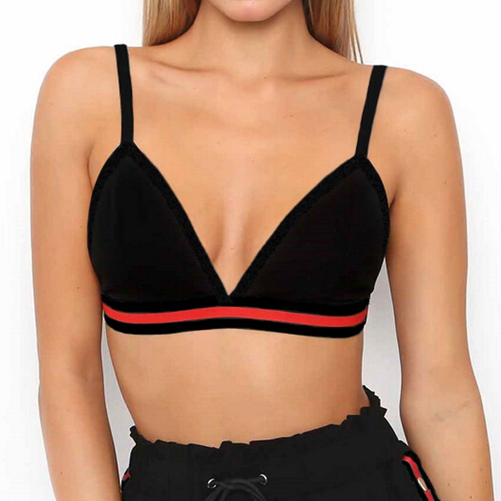 Women Sexy Black/White Elastic Patchwork Tops Bra Push Up Striped Bralette Brassiere Lingerie Summer Fashion Sleepwear Bra - Michelie