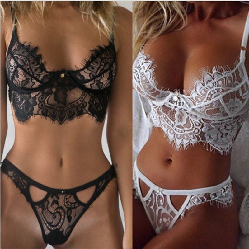 Women  Sexy Lace Bra SetsSeamless Embroidery Bralette Wireless Breathable Underwear Lingerie Set  Plus Size Underwear set - Michelie