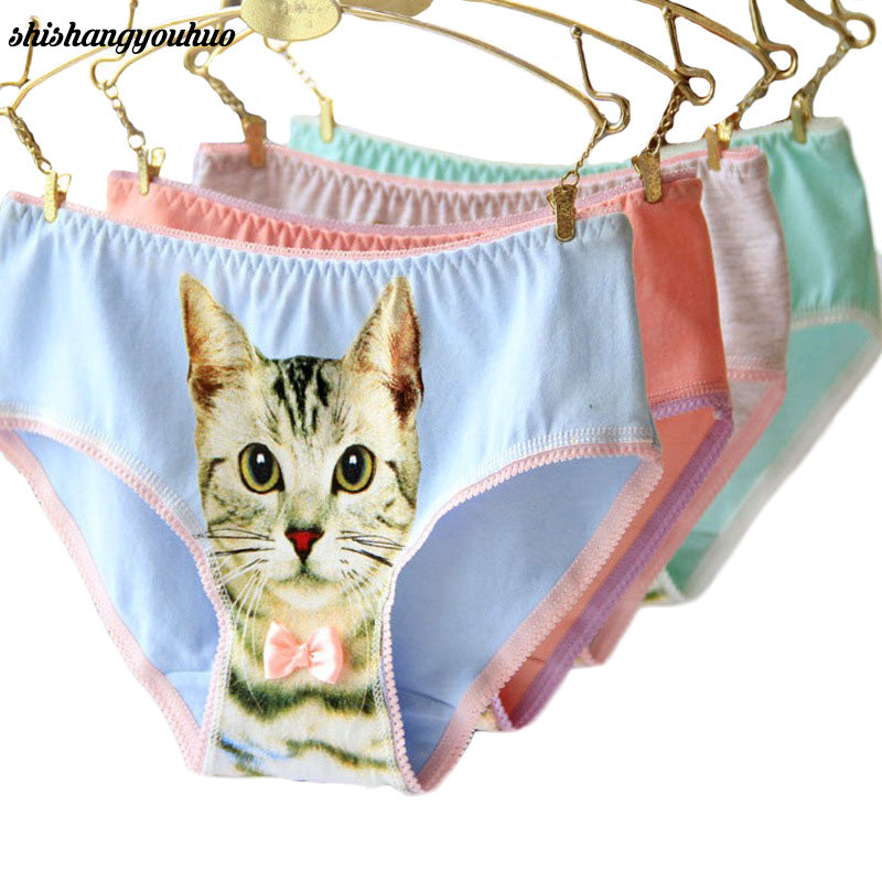 Hot Selling Cotton Panties Women's Plus Size Underwear Briefs 3D Printing Panty Cat Panties Sexy Girls Intimates fashion CM - Michelie