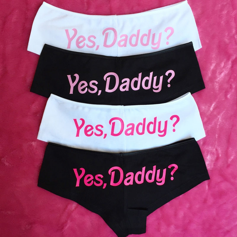 Women Funny Lingerie G-string Briefs Underwear Panties T string Thongs Knickers Yes Daddy Letter Printed Underwear Ladies briefs - Michelie