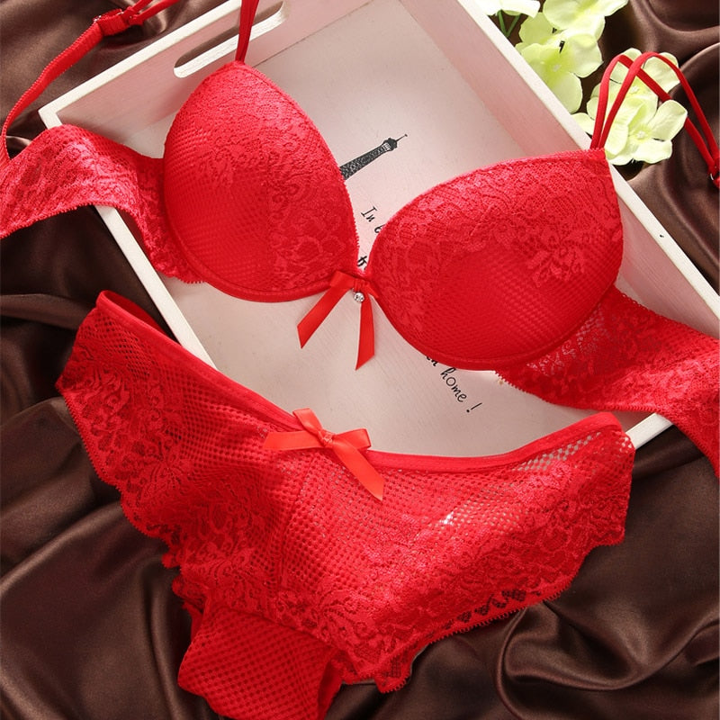 Burst large size BC cups gather sexy lace lingerie set comfortable underwear ladies bra set - Michelie