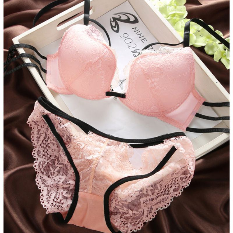 Fashion Beauty Lace Back Breathable Lingerie Bra Set Sexy Lace Gather Adjustable Underwear Set - Michelie