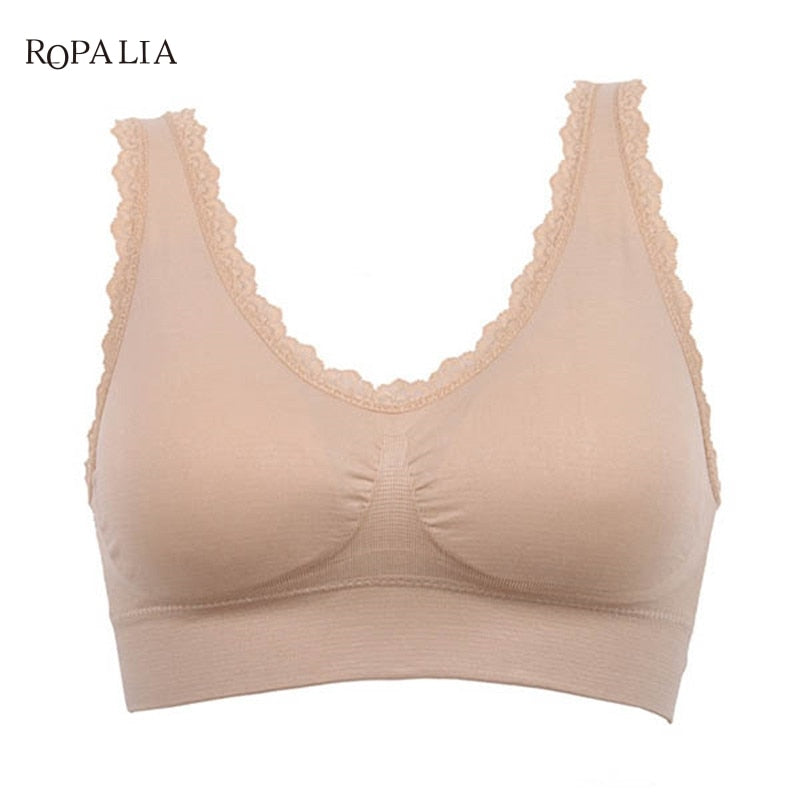 6 Colors Breathable Women Seamless Fitness Lace Bra Bra Tops Underwear S-3XL - Michelie