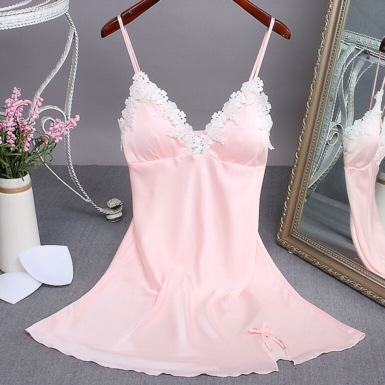 Fashion 2018 New Summer Women's Night Robe Bath Gown Faux Silk Nightgown Sleepwear Nightdress Pajamas Size M L XL XXL 1D-1 - Michelie