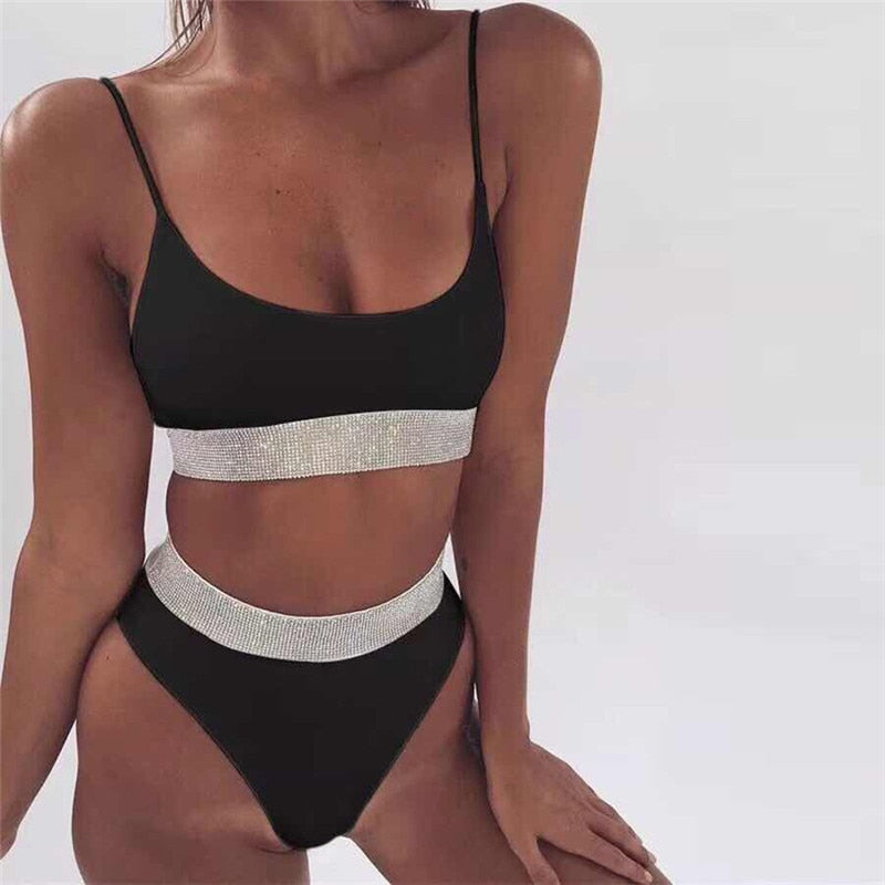 Shiny Diamonds Bra Brief Set Women Sexy Push Up Bra Panty Two Piece Sets Summer Beach Outfits Lady Underwear Set Lingerie Sets - Michelie