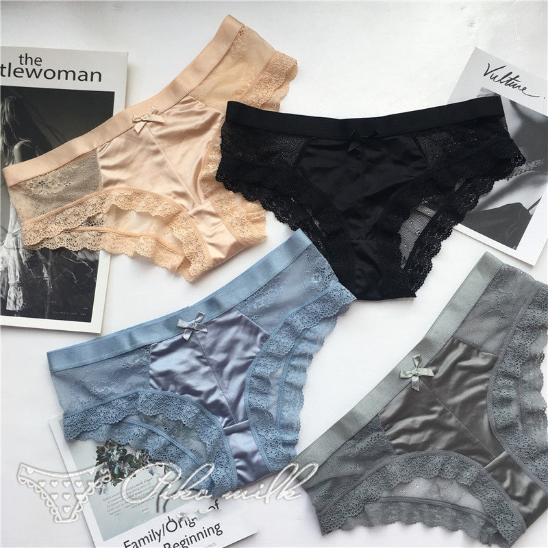 SP&CITY Fashion Silk Lace Hollow Out Panties Sex String European Women Transparent Lace Underwear Crotch Cotton Briefs Lingerie - Michelie