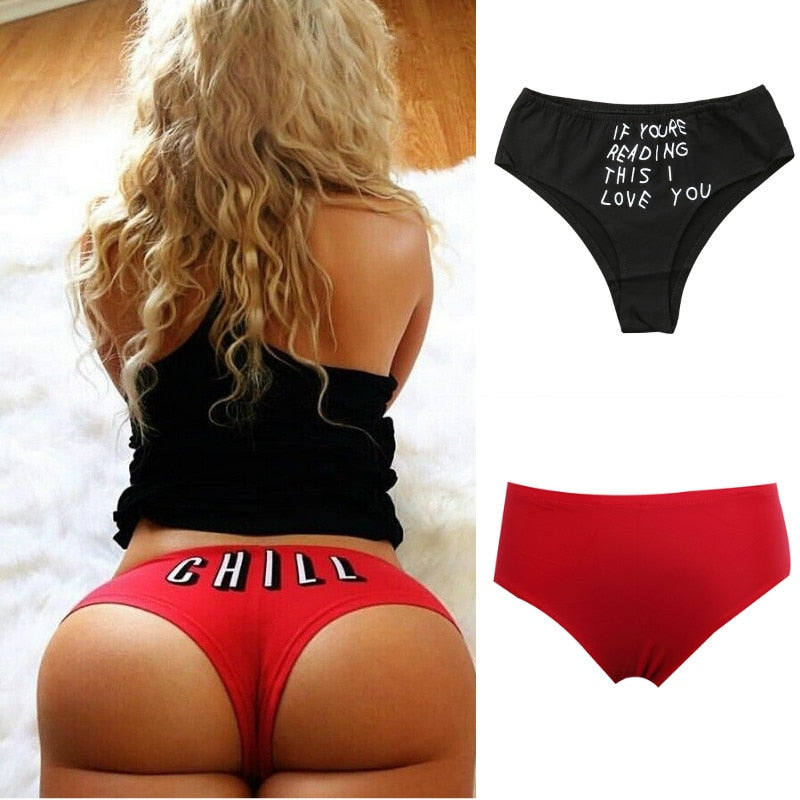 2019 Fashion Women Sexy Intimates Brazilian Cheeky Bottom Bikini Thong Ruched Briefs Letter Panties Underwear Bikini Shorts - Michelie