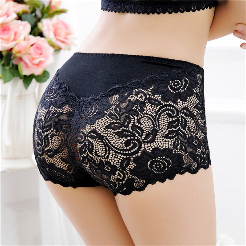 Underwear Women Lingerie UnderpantsLace seamless panties sexy lace buttock high waist panties modal crotch women's boxer shorts - Michelie